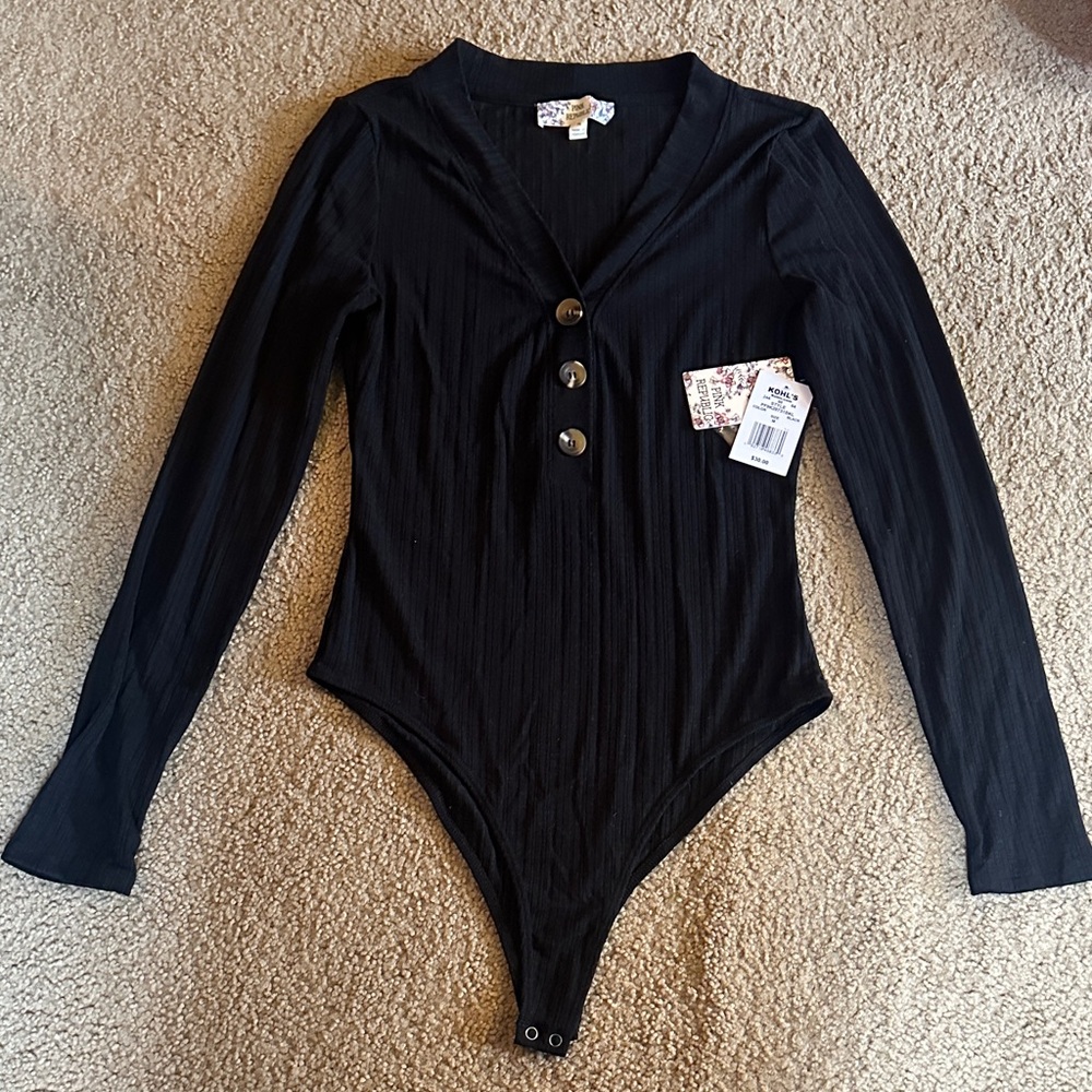 Pink Republic Black Buttoned Women’s Bodysuit